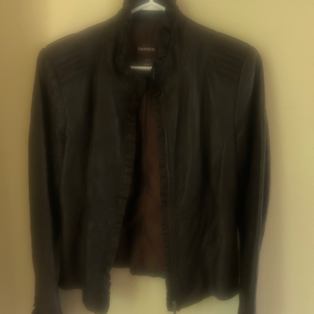 Leather bomber jacket